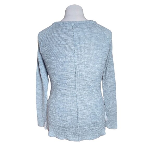 Free People Storm Blue Mountain Song Henley Long Sleeve Knit Sweater Size L - Picture 4 of 9